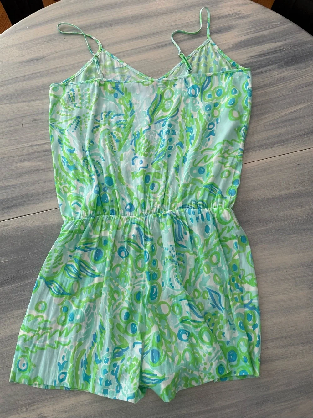 Lilly Pulitzer Deanna Romper Medium Green Blue Beachy Coastal